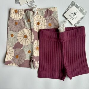 0-3m NWT Kate Quinn Baby Shorts | Purple Bike Shorts Set | Organic Cotton